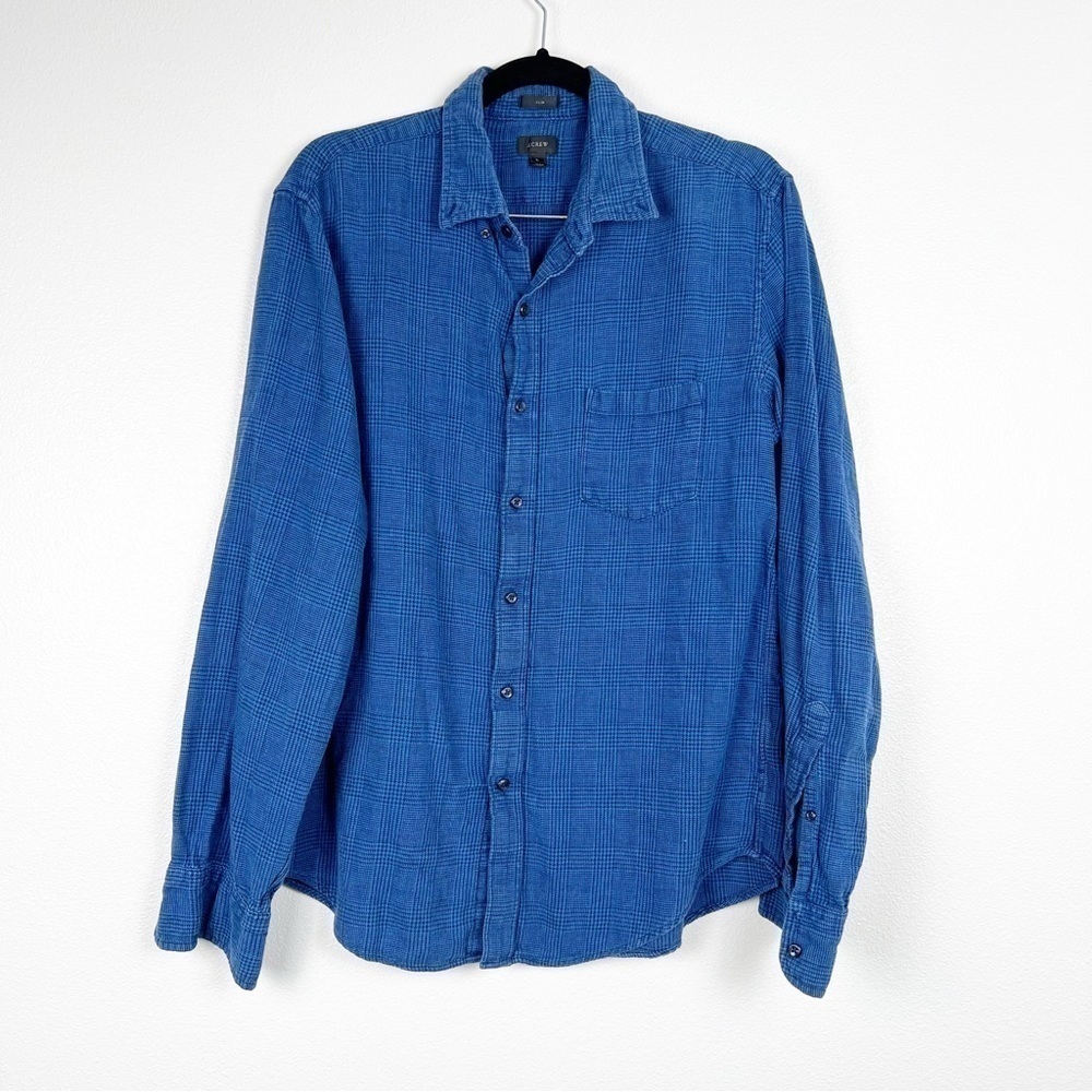 J Crew Button Up‎ Shirt Blue Sz L